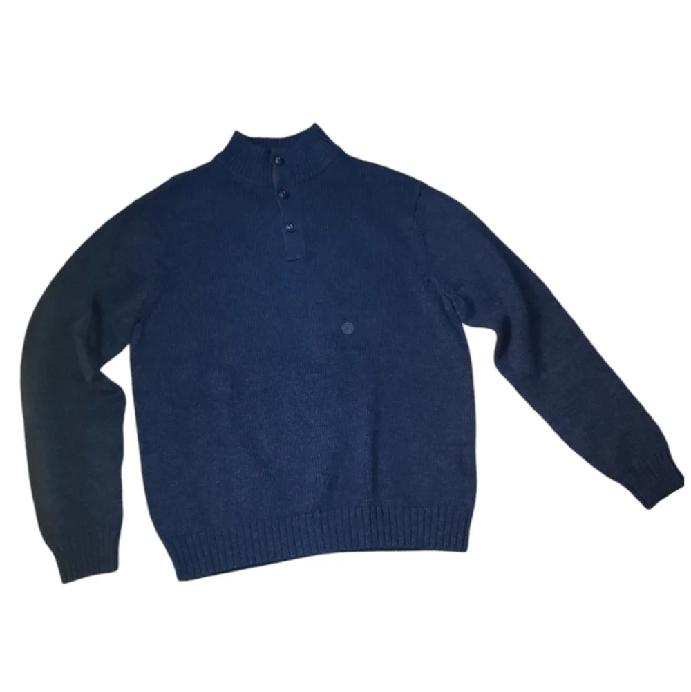 Chaps Men's L Sweater With Elbow Patches Blue. 100% Cotton NWT